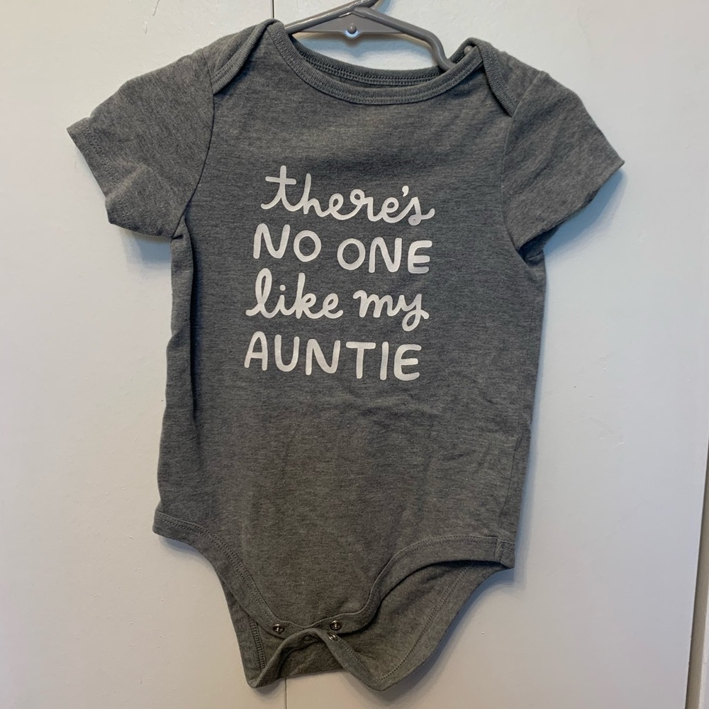 Cat & Jack Grey Auntie onesie